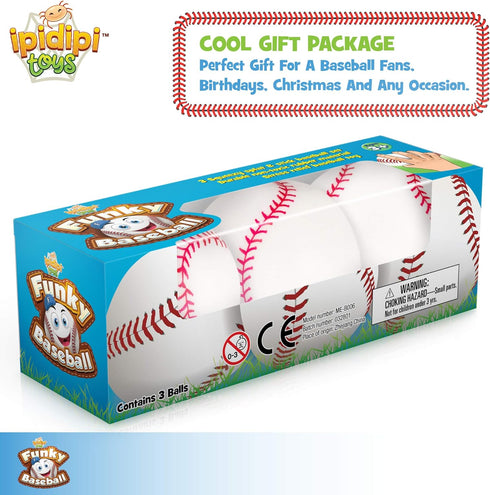 IPIDIPI TOYS Baseballs Pull, Stretch, Squeeze Fidget Balls - Squishy & Sticky Sensory Balls, Pack of 3