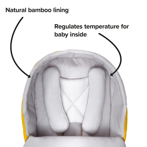 Diono Universal Newborn Pod for Sleeping, Water Resistant Lining, Baby Head and Body Support, Yellow Sulphur