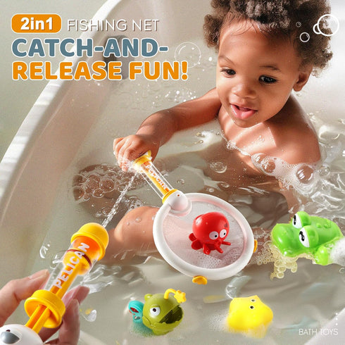 2-4 11 Set Aprilwolf Bath Toys for Kids, Magnetic Fishing Toys with Storage Bag and Light up Star, Wind Up Creatures