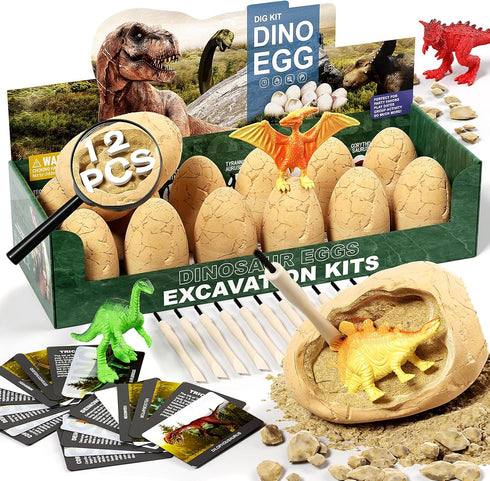 12 Dinosaur Eggs Dig Kit Toys for Kids, Dinosaur Eggs Excavation Kit