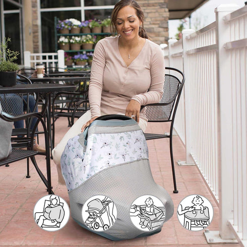 4 50+ Boppy and More Multi-use Cover, Koala, Quick-Dry UPF Knit and Breathable Mesh, Versatile for Car Seat Canopy