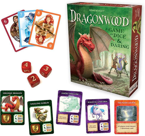 Gamewright Dragonwood - A Game of Dice & Daring Board Game, Multi-colored, 5"