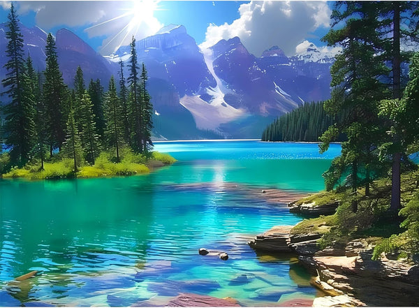 500 Pieces Jigsaw Puzzle for Adults, Mountain Forest Lake Puzzle, Gift for Family, Home Decor 20.5 x 15 in