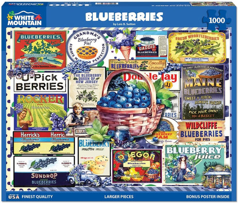 White Mountain - Blueberries, 1000 Piece Jigsaw Puzzle for Adults, Children, and Grandparents