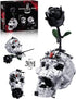 ONIMISC Skull Black Rose Flower Building Set, 3 in 1 Gothic Horror Decor