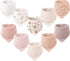 Konssy Muslin Baby Bibs 10 Pack Baby Bandana Drool Bibs 100% Cotton