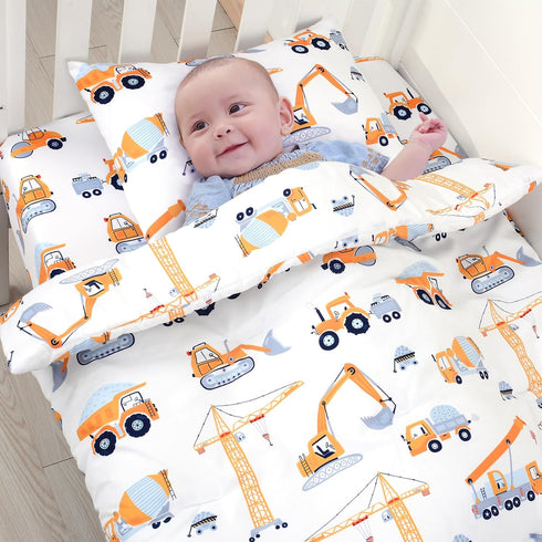 3 Set Set Set Sets JISEN Piece Crib Bedding Soft Baby Crib Bedding Construction Trucks Crib Comforter - Comforter Sheet