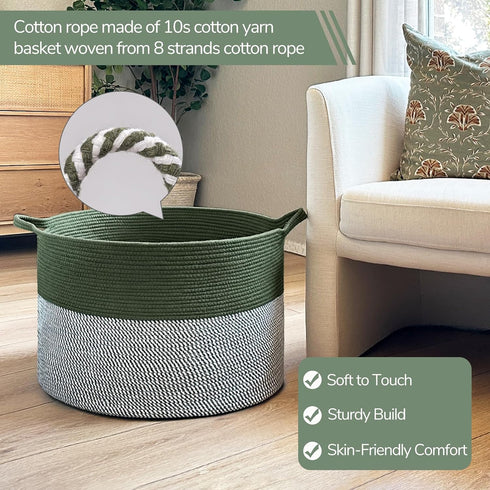 21.7 x13. 8 INDRSSME Large Laundry Storage Basket, - Decorative Rope Blanket Basket for Organizing Bedroom, Living