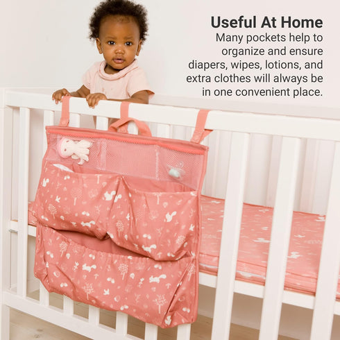 Portable Pink Forest Baby Organizer for Diapers & Toys