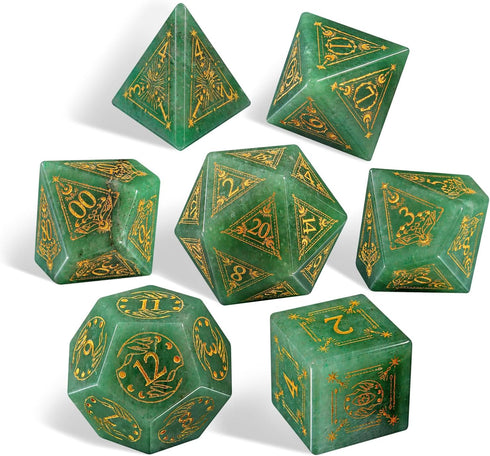 LUCKY-M DND Dice Set - Polyhedral Black Dice with Case for Dungeons and Dragons RPG Gift (Green)