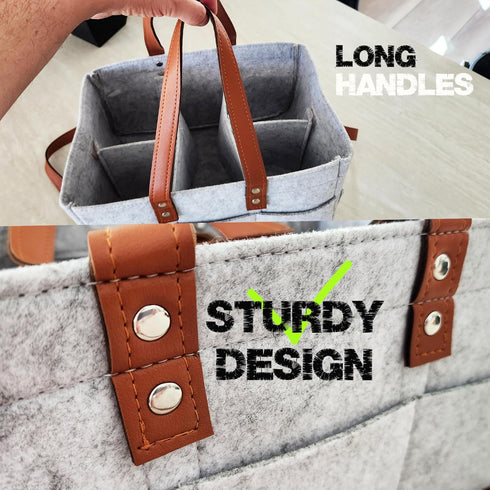 Linaly Felt Diaper Caddy Organizer, Portable Nursery Basket for Diapers, Caddy for Baby Stuff Storage, Baby Shower Must