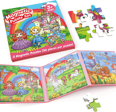 Magnetic Puzzles for Toddlers 3-5, 36 Pieces Travel Games for Kids, Airplane Car Road Trip Activities for 3-6 Year Olds