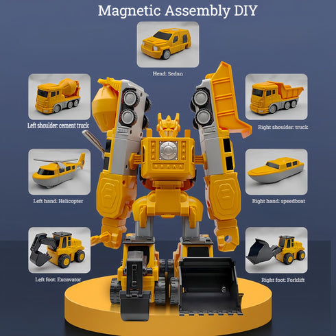 Magnetic Transform Engineering Car Toys | Assembled Magnetic Cars and Trucks with Storage Box for Kids Ages 3-8