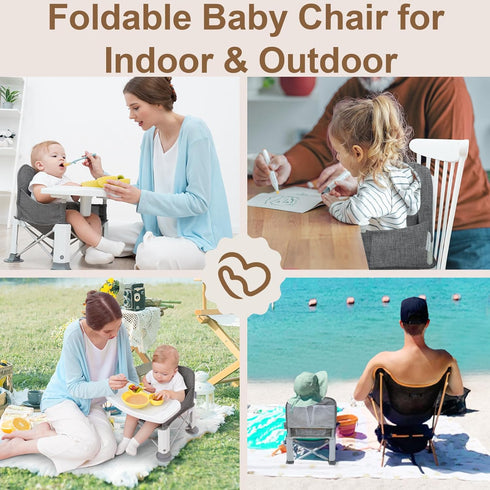 Baby Travel Booster Seat with Double Tray, BabyBond Upgraded Toddler Portable Baby Chair, Booster Seat for Dining