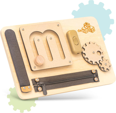 deMoca Busy Board for 1 Year Old - Montessori Sensory Toy for Toddlers with Educational Activities for 1-2 Years Old,