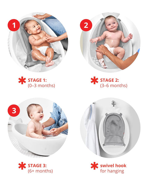 Skip Hop 3-Stage Smart Sling Baby Bath Tub and Waterfall Rinser Bundle