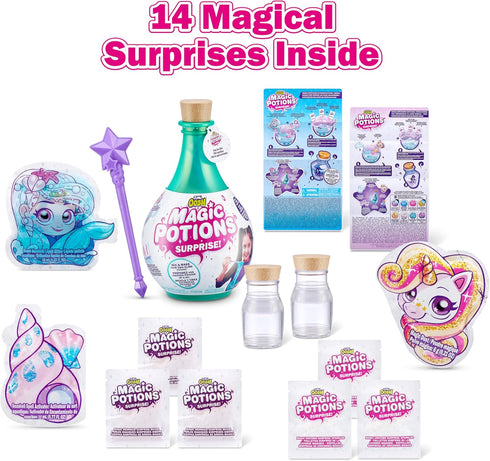 Oosh Potions DIY Slime Kit (Teal) by ZURU - Magical Fluffy Putty with Sparkles, Beads, and Glitter for Kids 6+