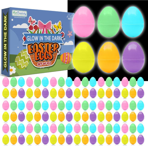 Set 102 144 ArtCreativity Glow in the Dark Easter Eggs - Eggs and Glowsticks - Multiple Colors for a Glowing Spectacle
