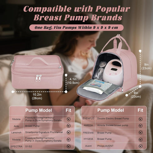10 Packs Breast Pump Bag with Insulated Cooler, Double-Layer Pumping Bag for Work & Travel, Fits Most Electric Breast