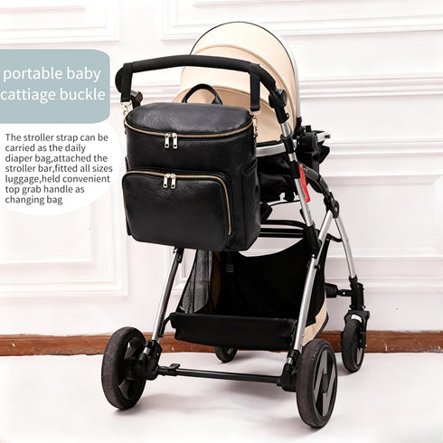 RSENFREMIOR Backpack Large Diaper Bag with USB Port, Vegan Leather Diaper Tote, Hospital Bag for Labor, Stroller