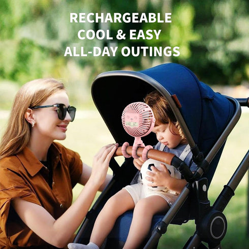 AMACOOL Battery Operated Stroller Fan, Flexible Tripod Clip On Fan with 3 Speeds for Car Seat Crib Bike Treadmill (Pink)