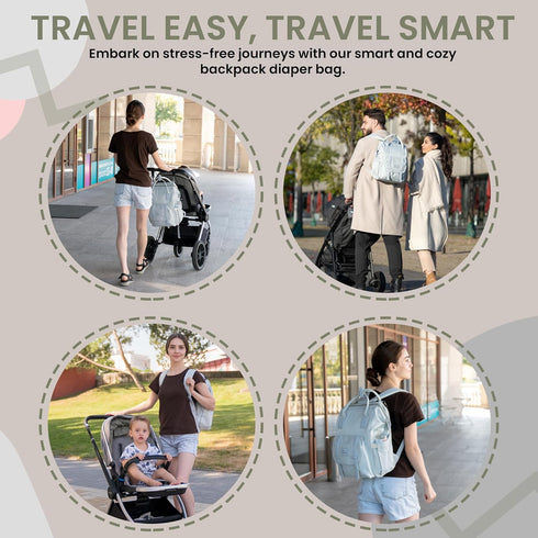 DLNIA Backpack Baby Diaper - Large Diaper Bag with Insulated Pockets, Stroller Straps, Independent Milk Bottle