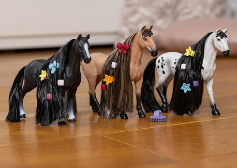 Schleich Horse Club Sofia's Beauties, Knabstrupper Stallion Beauty Horse with Brushable Hair - 8pc Styling Horse Figurine and Playset Accessories for Boys and Girls, for Kids Ages 4+