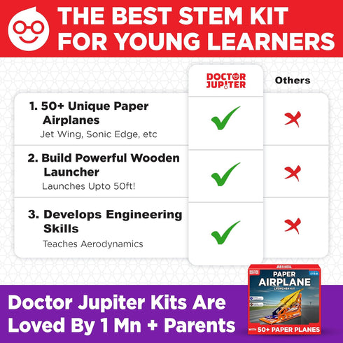 6+ 6-7-8-9-10-11-12 50 Doctor Jupiter Paper Airplane Book Kit, Crafts for Kids Ages | Birthday Gift Ideas for Year Old