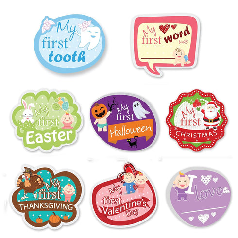 Baby Monthly Milestone Stickers for Girls, Floral Designs with Holiday Themes, First Year