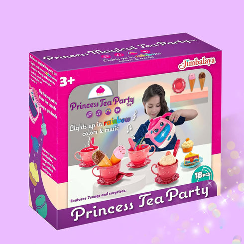 Set Set playset 3-8 Tea Party for Little Girls- Musical Teapot Lights up with Songs & Sounds -Interactive Tea