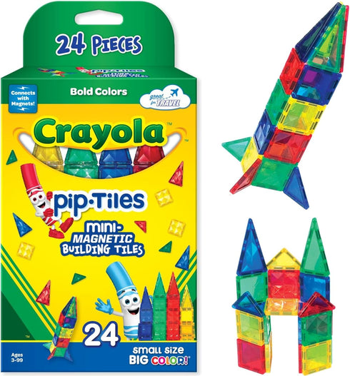CreateOn Crayola Mini Magnetic PIP-Tiles, 24-Piece Building Set for Kids, Magnetic Toys for Ages 3+
