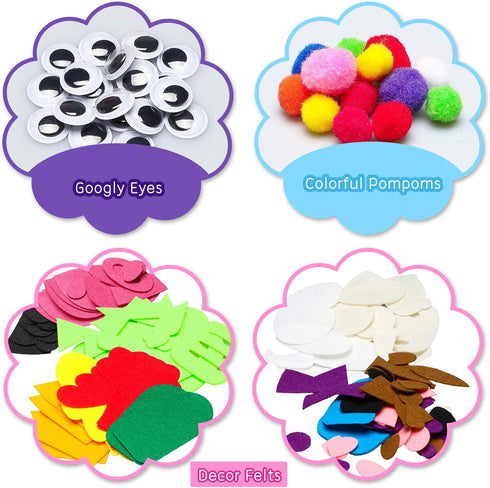 6Pcs WATINC Hand Puppet Making Kit, Art Craft Felt Sock Puppet Toys, Creative DIY Make Your Own Pompoms Wiggle Googly