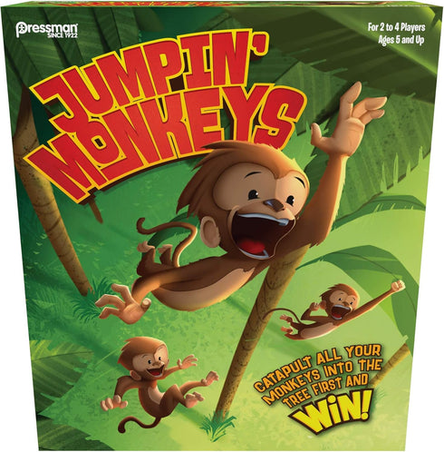 Pressman Jumpin' Monkeys: Catapult Your Monkeys Into The Tree to Win, Multi, 5"