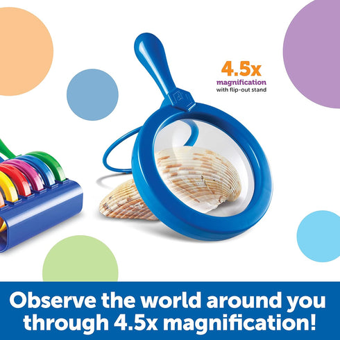 Learning Resources Primary Science Jumbo Magnifiers with Stand - 6 Pieces, Ages 3+, Teacher Supplies