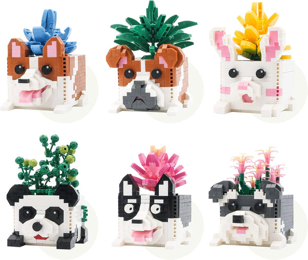 Succulent Flowers Building Blocks Set for Adults, Botanical Collection of Animal Bonsai Kits, Creative Presents for