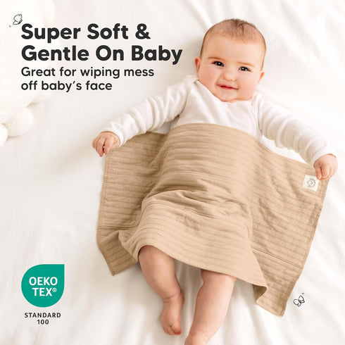 6-Pack KeaBabies Organic Cotton Burp Cloths Baby Girl, Boy - Large Burping Clothes for Babies, Spit Up Rags, Super Soft