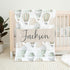 Personalized Hot Air Balloon Baby Blanket, Hot Air Balloon Crib Bedding Boy,