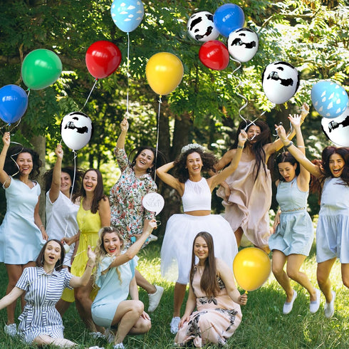 OuMuaMua Toy Inspired Story Party Decorations, 68Pcs Cartoon Balloons with Cow Print for Kids Farm Birthday (12 Inch)