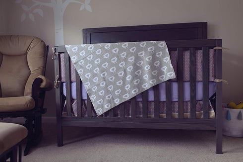 Premium Organic Cotton Baby Blanket, Knitted Sheep Design, Super Soft Multi Use