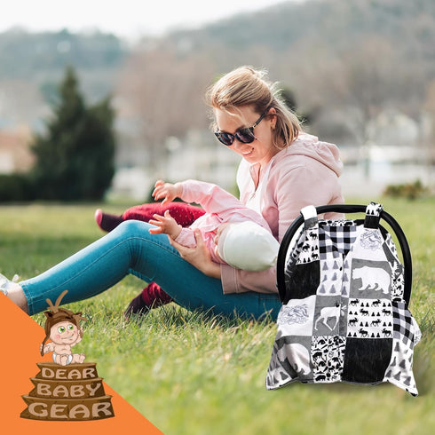 Cozy 40" 30" Dear Baby Gear - Infant Carseat Canopy and Winter Covers - Baby Car Seat Cover for Girls and Boys