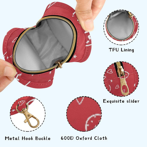 PYBUG Love Round Pacifier Storage Case, Polyester & TPU Lined with Hook Buckle, Pacifier Container Box for Baby