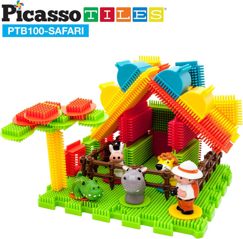 Picasso Toys PTB100 100pcs 3D Hedgehog Building Blocks Safari Theme Educational Kit for Age 3 & Up
