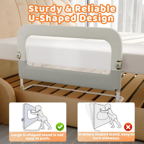 47inch omzer Bed Guard Rail for Toddlers - Foldable & Adjustable Height Baby Bed Safety Side Rails - Large Toddler Crib