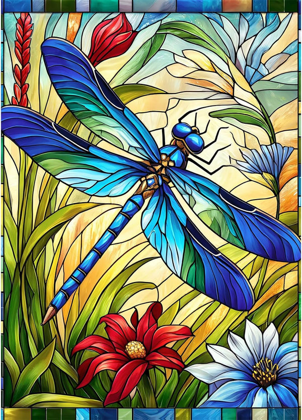 Sutinban Stained Glass Dragonfly 1000 Piece Puzzles, Jigsaw Puzzle 1000 Pieces for