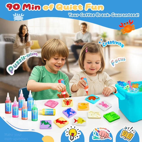 Poonoo 6-12, 25 20 Crafts Kits Toys - Birthday Gifts for Girls & Boys Molds Colors Magic Water Elf Toy Kit, Aqua Fairy