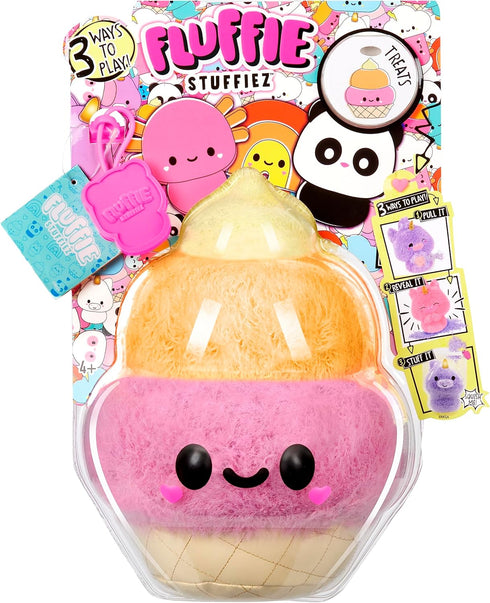 Fluffie Stuffiez Ice Cream Small Collectible Feature Plush - Surprise Reveal Unboxing with Huggable ASMR Fidget DIY Fur Pulling, Ultra Soft Fluff