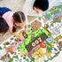 Poster,35x72Inch Drunze Giant Coloring Zoo Animal Activity Drawing Paper Coloring Table Cover,DIY Zoo Poster Table