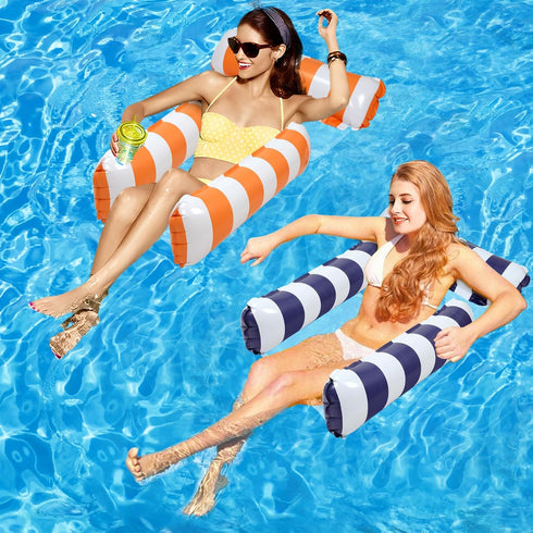 TIWISSES 2 Pack 4-in-1 Hammock 3 Hammock Swimming Inflatable Pool Floats Pool with Bottom Mesh Tubes Inflatable