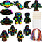 Engrowtic 72 Pcs Outer Space Scratch Cards for Kids, Rainbow Rocket Scratch Paper with Wooden Stick for DIY Projects