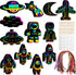 Engrowtic 72 Pcs Outer Space Scratch Cards for Kids, Rainbow Rocket Scratch Paper with Wooden Stick for DIY Projects